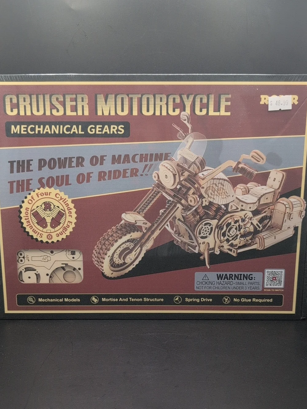 ROKR Cruiser Motorcycle Mechanical Gears 3D Wooden Model New in Package
